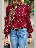 ROUND NECK RUFFLED SLEEVE LOOSE TOP - Doublju