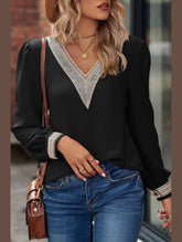 WOMEN GUIPURE NECK AND CUFF DAILY BLOUSE