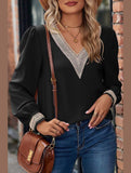 WOMEN GUIPURE NECK AND CUFF DAILY BLOUSE