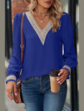 WOMEN GUIPURE NECK AND CUFF DAILY BLOUSE