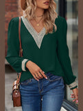 WOMEN GUIPURE NECK AND CUFF DAILY BLOUSE