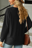 BUTTON DECKED V NECK PATTERN STITCHED BLOUSE