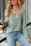 WOMEN SHOULDER STRAP CUT OUT DETAILED BLOUSE TOP