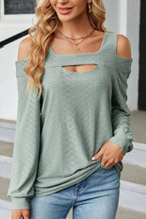 WOMEN SHOULDER STRAP CUT OUT DETAILED BLOUSE TOP