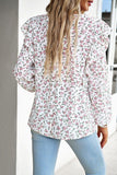 WOMEN LACE TRIM FRILL ANGEL SLEEVE FLORAL BLOUSE
