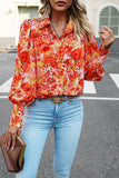 FLORAL PRINTING BUTTON UP FITTED CUFF BLOUSE