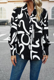 FLORAL PRINTING BUTTON UP FITTED CUFF BLOUSE