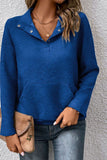 WOMEN BUTTON NECK KANGAROO POCKET PULLOVER