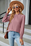 WOMEN RUFFLED HIGH NECK LONG SLEEVE BLOUSE
