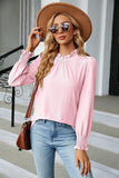 WOMEN RUFFLED HIGH NECK LONG SLEEVE BLOUSE