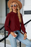 WOMEN RUFFLED HIGH NECK LONG SLEEVE BLOUSE