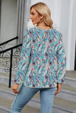 WOMEN FLORAL RUFFLE SLEEVE ROUND NECK FALL BLOUSE