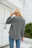V NECK BUTTON CUFF BUSINESS OFFICE WORK BLOUSE