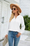 V NECK BUTTON CUFF BUSINESS OFFICE WORK BLOUSE
