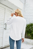 V NECK BUTTON CUFF BUSINESS OFFICE WORK BLOUSE