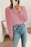 WOMEN LACE SWISS DOT RUFFLE CUFF BLOUSE