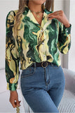WOMEN MARBLE PATTERNED BUTTON DOWN OFFICE BLOUSE