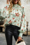 WOMEN LOOSE FIT HIGH NECK FLORAL PRINTING BLOUSE