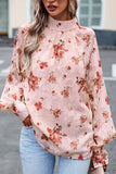 WOMEN LOOSE FIT HIGH NECK FLORAL PRINTING BLOUSE