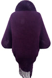 WOMEN WINTER FURRY TASSEL DETAILED SHAWL WRAP