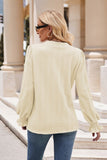 WOMEN V NECK RUFFLED CUFF SLEEVE BLOUSE TOP