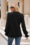 WOMEN V NECK RUFFLED CUFF SLEEVE BLOUSE TOP