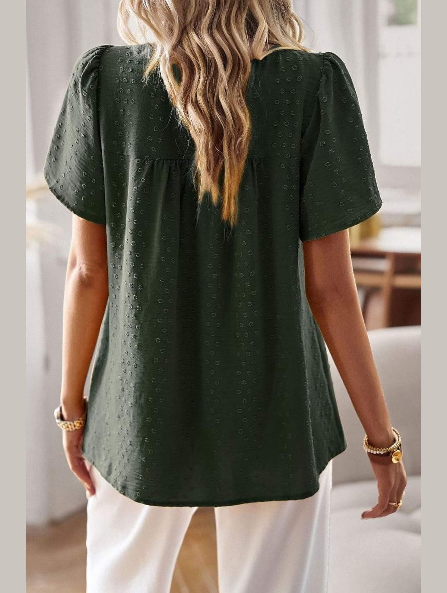 ROUND NECK SPLICED LOOSE BLOUSE - Doublju