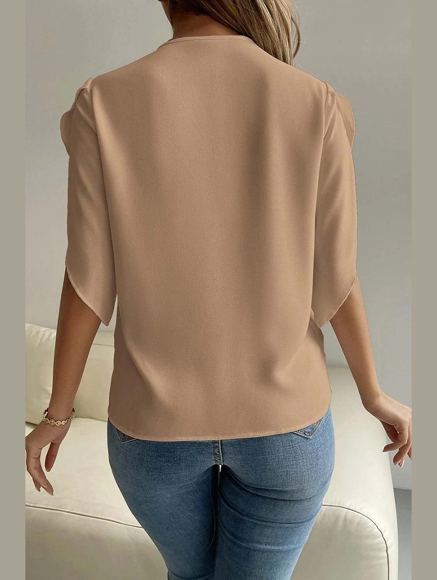 LAYERED V NECK ANGEL SLEEVED BLOUSE TOP - Doublju