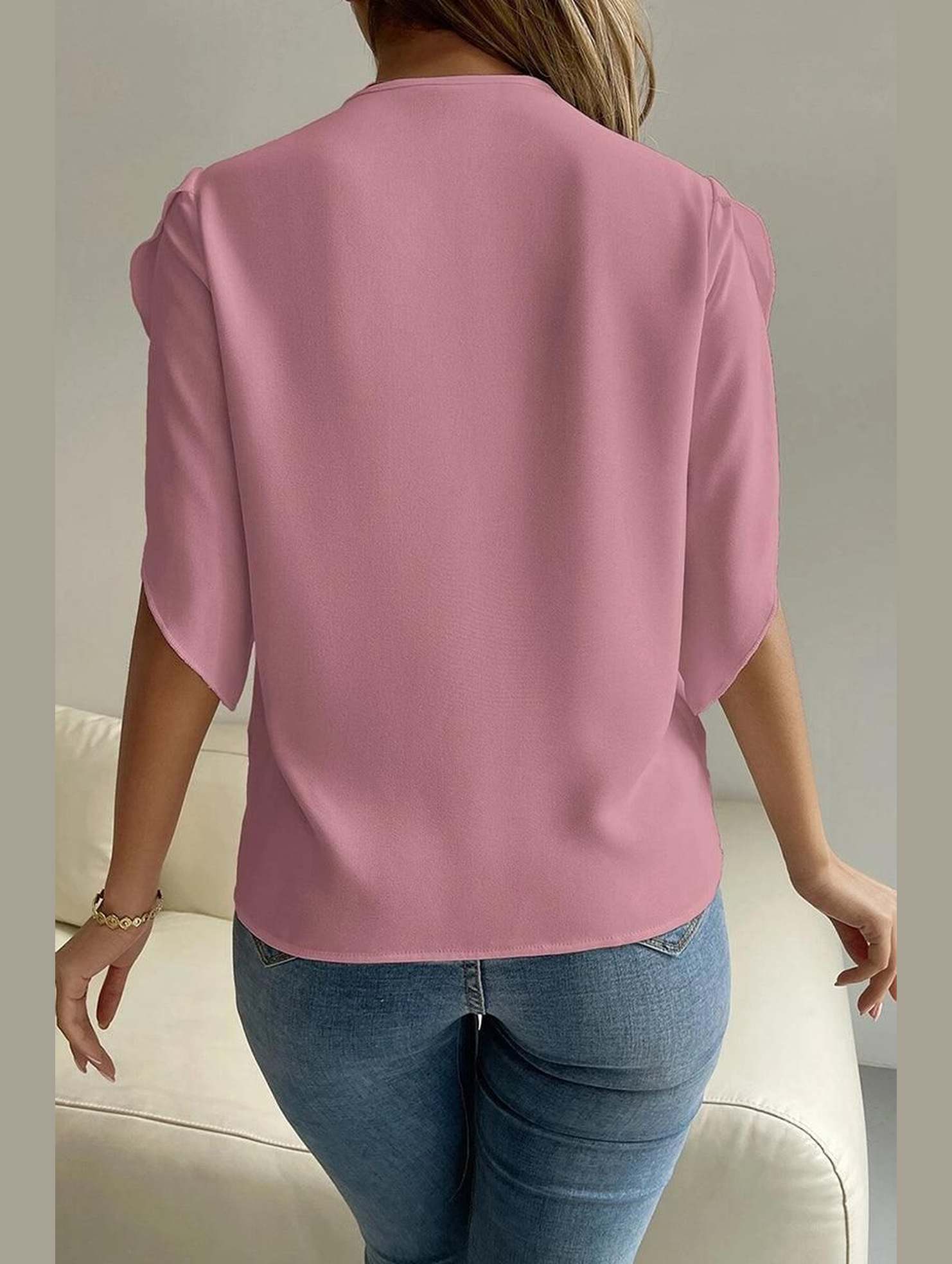 LAYERED V NECK ANGEL SLEEVED BLOUSE TOP - Doublju