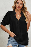 LACE TIED NECK PRINCESS SLEEVES CHIFFON BLOUSE - Doublju
