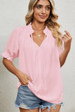LACE TIED NECK PRINCESS SLEEVES CHIFFON BLOUSE - Doublju