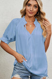 LACE TIED NECK PRINCESS SLEEVES CHIFFON BLOUSE - Doublju