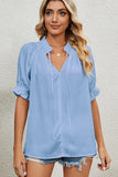 LACE TIED NECK PRINCESS SLEEVES CHIFFON BLOUSE - Doublju