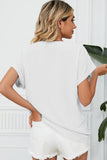 SIMPLE LOOSE FIT ROLL UP SHORT SLEEVE BLOUSE - Doublju