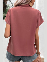 WOMEN V NECK PETAL TULIP SLEEVE T SHIRT - Doublju