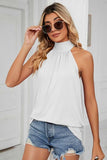 PLEATED HALTER NECK LOOSE TUNIC TOP - Doublju
