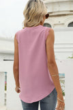 LACE SLEEVELESS FOLDED CHEST V NECK TUNIC TOP - Doublju