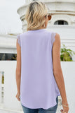 LACE SLEEVELESS FOLDED CHEST V NECK TUNIC TOP - Doublju