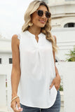LACE SLEEVELESS FOLDED CHEST V NECK TUNIC TOP - Doublju