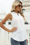 LACE SLEEVELESS FOLDED CHEST V NECK TUNIC TOP - Doublju