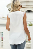 LACE SLEEVELESS FOLDED CHEST V NECK TUNIC TOP - Doublju