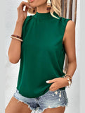 HIGH NECK BACK TIED NECK SLEEVELESS SUMMER BLOUSE - Doublju