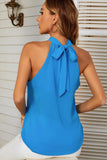 DEEP HOLE NECK BACK TIED HALTER TOP - Doublju