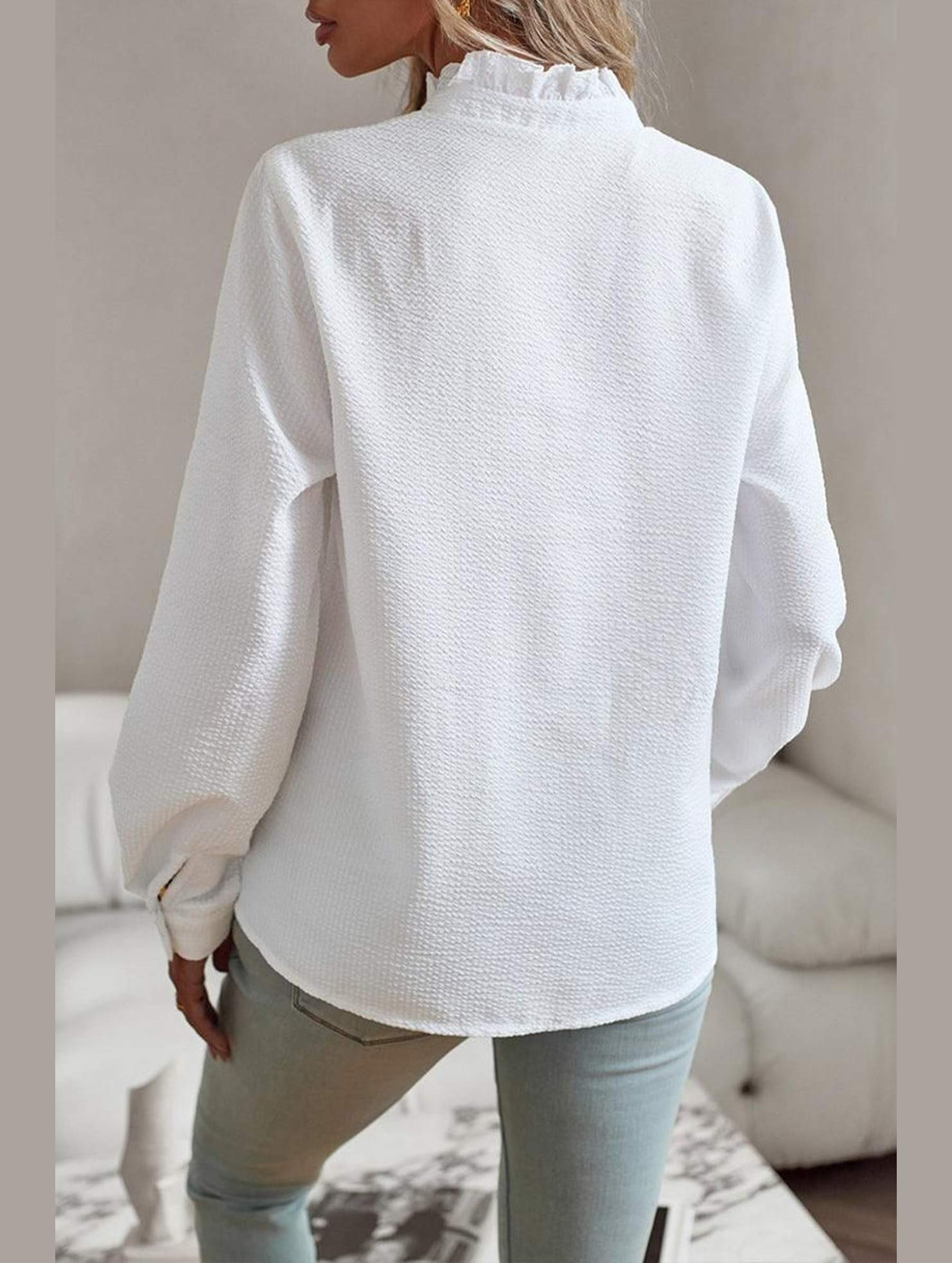 BUTTON UP LACE STRIPE SHIRT - Doublju