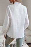 BUTTON UP LACE STRIPE SHIRT - Doublju