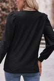 WOMEN U NECK EYELET FITTED CUFF TEE