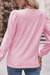 WOMEN U NECK EYELET FITTED CUFF TEE