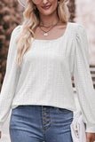 WOMEN U NECK EYELET FITTED CUFF TEE