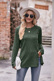 ROUND NECK SIDE BUTTONED LONG LENGTH KNIT TOP