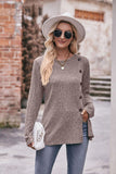 ROUND NECK SIDE BUTTONED LONG LENGTH KNIT TOP